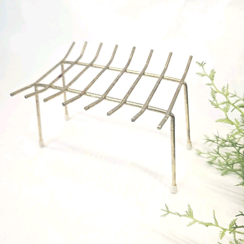 Vintage Metal Wire 14 Rubber Stamp Holder Rack Mid-century 70s Retro Groovy Vibe